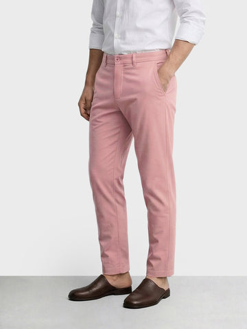 Men's Pink Slim Fit Solid Formal Chinos