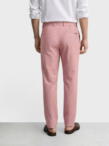 Men's Pink Slim Fit Solid Formal Chinos