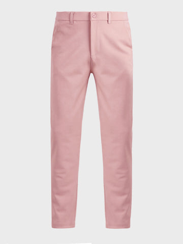 Men's Pink Slim Fit Solid Formal Chinos