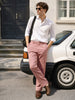 Men's Pink Slim Fit Solid Formal Chinos
