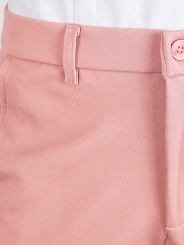 Men's Pink Slim Fit Solid Formal Chinos