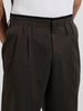 Men's Olive Relaxed Fit Casual Solid Trousers