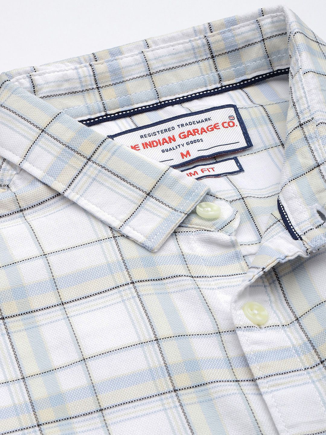 Men's White Slim Fit Checked Casual Shirt