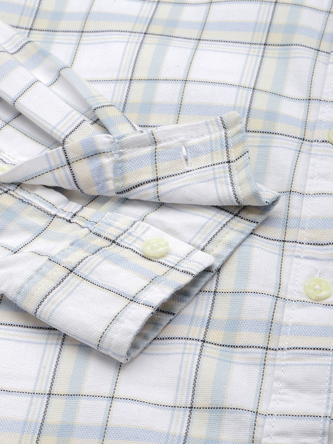 Men's White Slim Fit Checked Casual Shirt