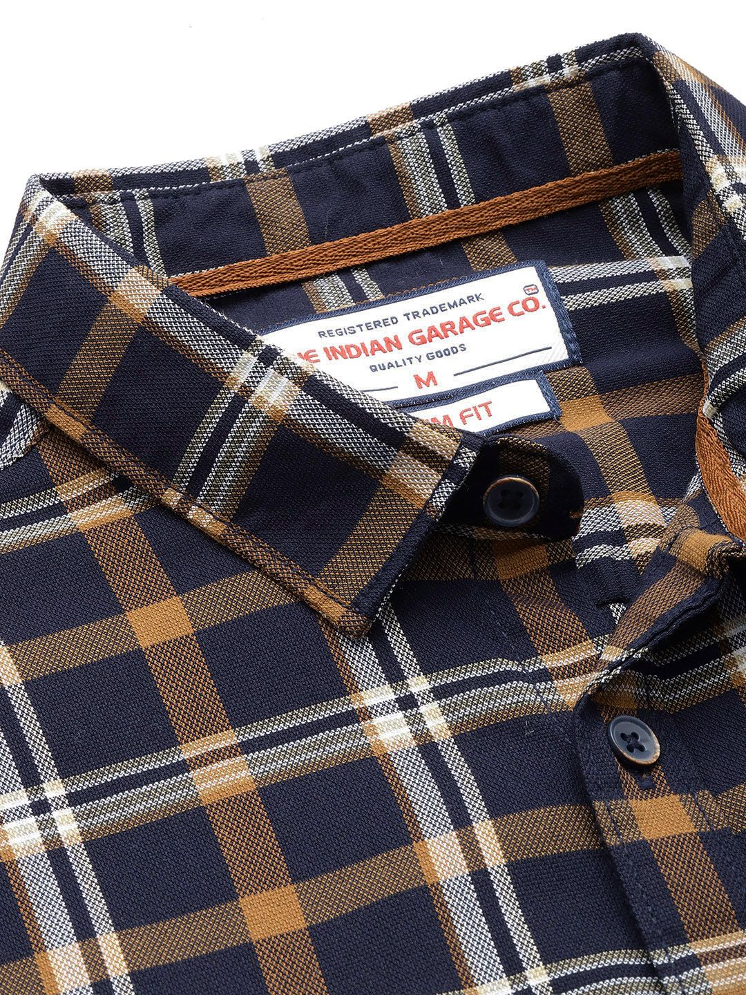 Men's Blue Blue Slim Fit Checked Casual Shirt