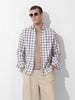 Men's White Slim Fit Checked Casual Shirt