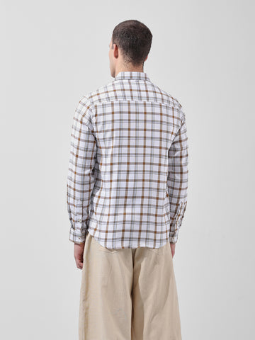 Men's White Slim Fit Checked Casual Shirt