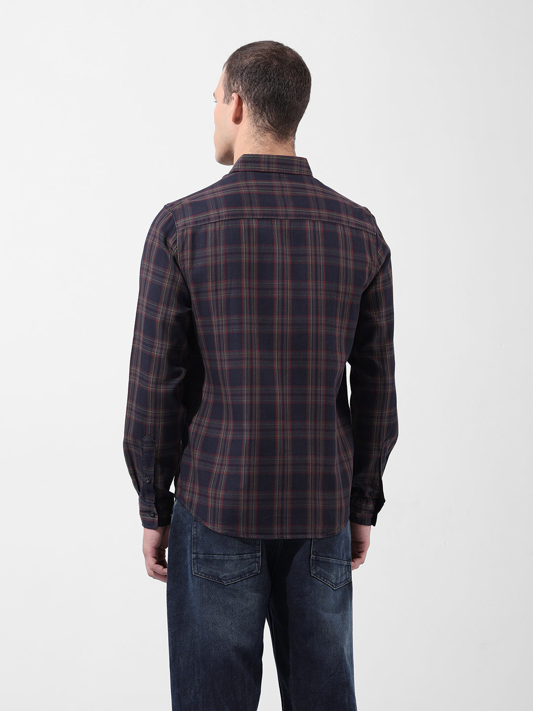Men's Black Slim Fit Checked Casual Shirt