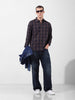 Men's Black Slim Fit Checked Casual Shirt