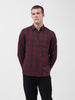 Men's Maroon Slim Fit Checked Casual Shirt