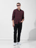 Men's Maroon Slim Fit Checked Casual Shirt