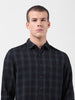 Men's Black Slim Fit Checked Casual Shirt
