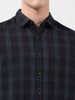 Men's Black Slim Fit Checked Casual Shirt