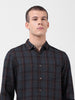 Men's Olive Slim Fit Checked Casual Shirt