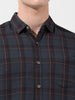 Men's Olive Slim Fit Checked Casual Shirt