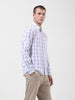 Men's White Slim Fit Checked Casual Shirt