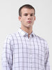Men's White Slim Fit Checked Casual Shirt