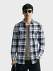 Men's Blue Slim Fit Checked Casual Shirt