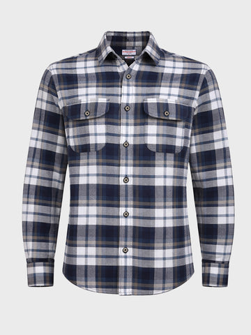 Men's Blue Slim Fit Checked Casual Shirt