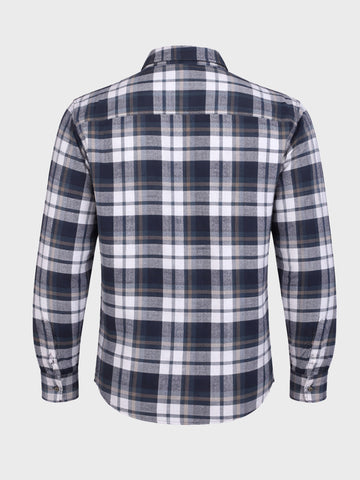 Men's Blue Slim Fit Checked Casual Shirt