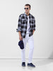 Men's Grey Slim Fit Checked Casual Shirt