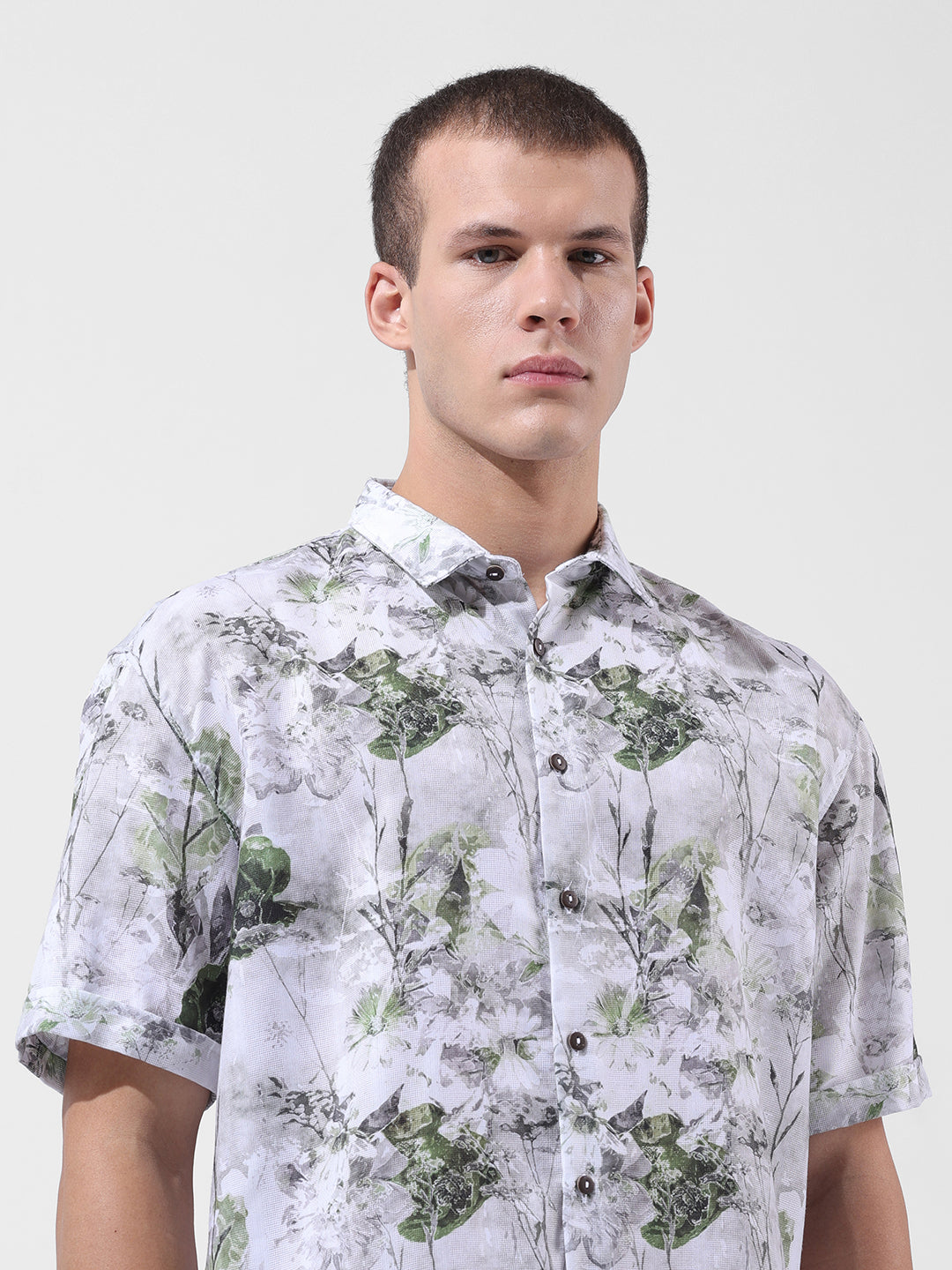 Men's White Relaxed Fit Solid Resort Wear Shirt