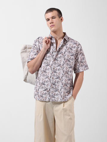 Men's Multicolor Relaxed Fit Solid Resort Wear Shirt