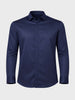 Men's Navy Blue Slim Fit Embraided Party Wear Shirt