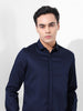 Men's Navy Blue Slim Fit Printed Party Wear Shirt