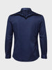 Men's Navy Blue Slim Fit Embraided Party Wear Shirt