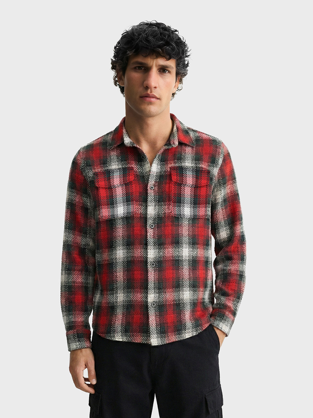 Men's Red Regular Fit Checked Casual Shirt