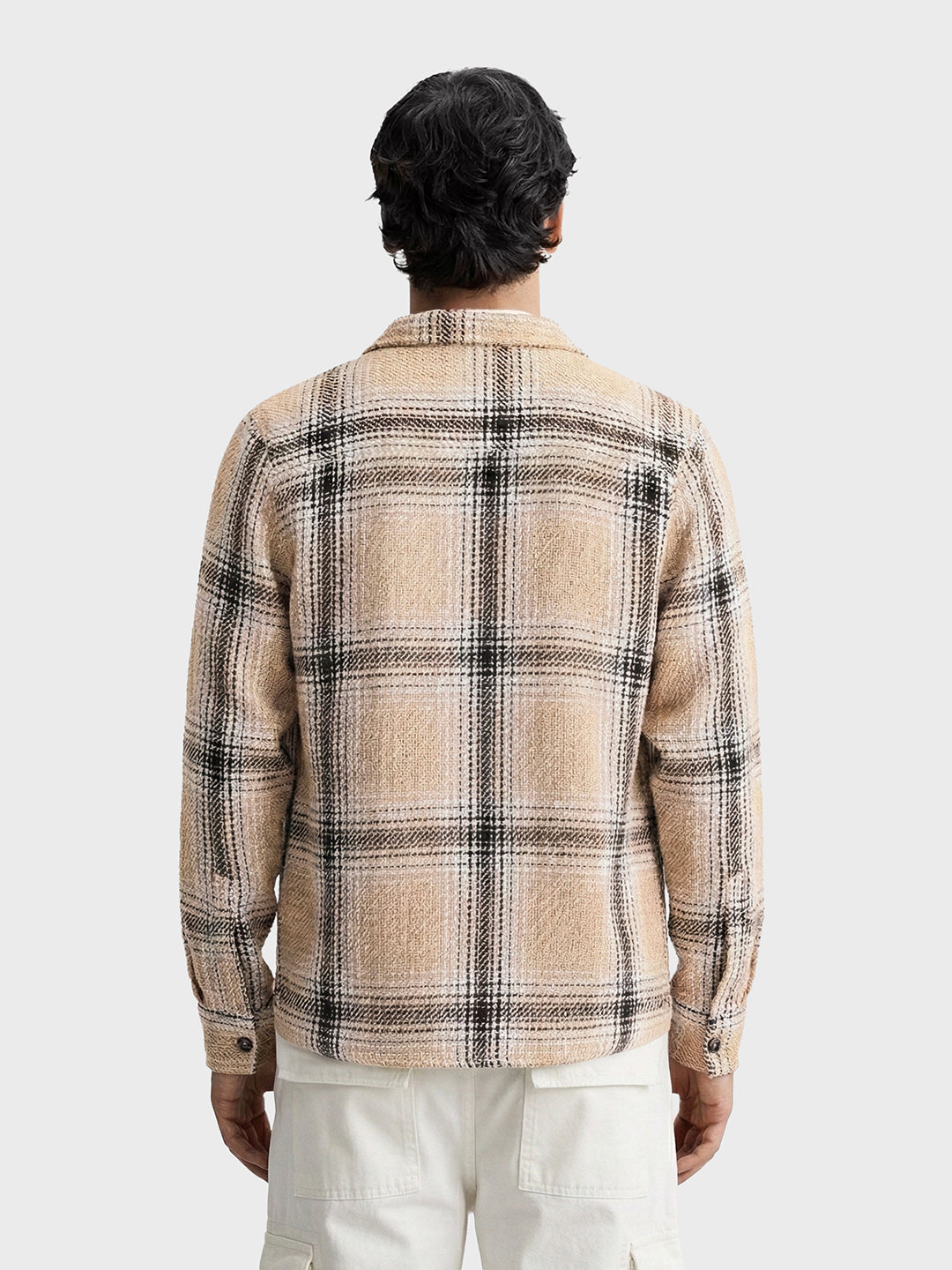 Men's Beige Regular Fit Checked Casual Shirt