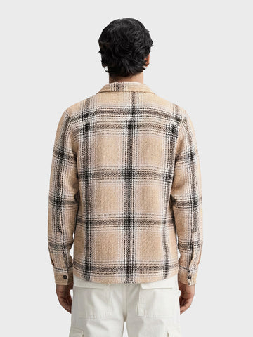 Men's Beige Regular Fit Checked Casual Shirt