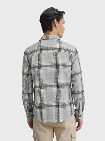 Men's Grey Regular Fit Checked Casual Shirt