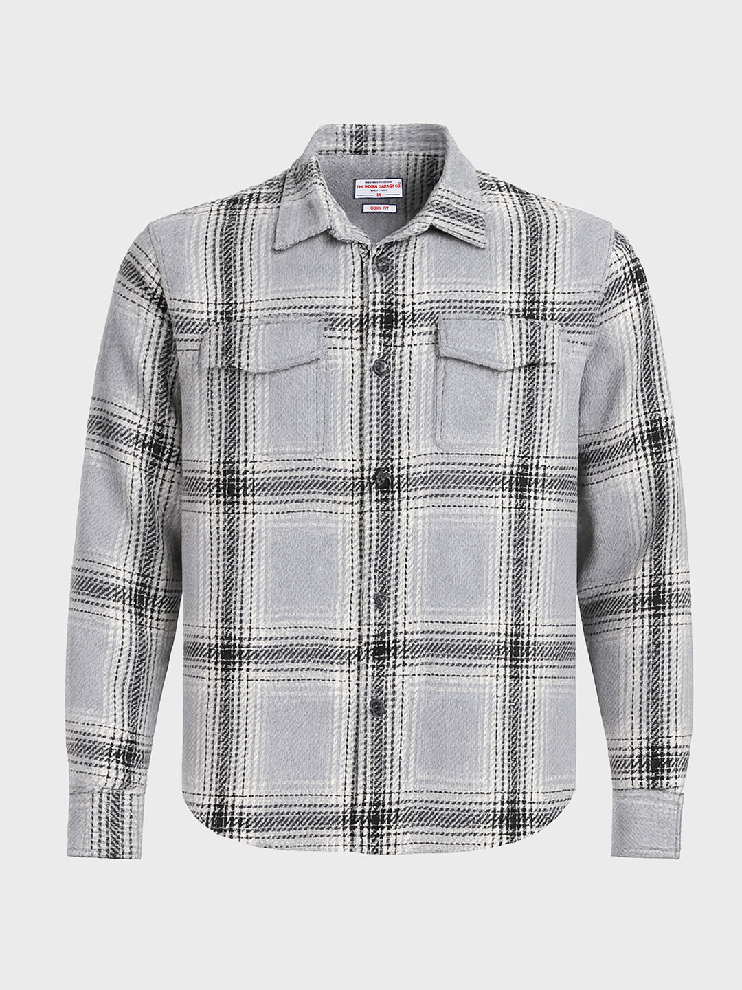 Men's Grey Regular Fit Checked Casual Shirt