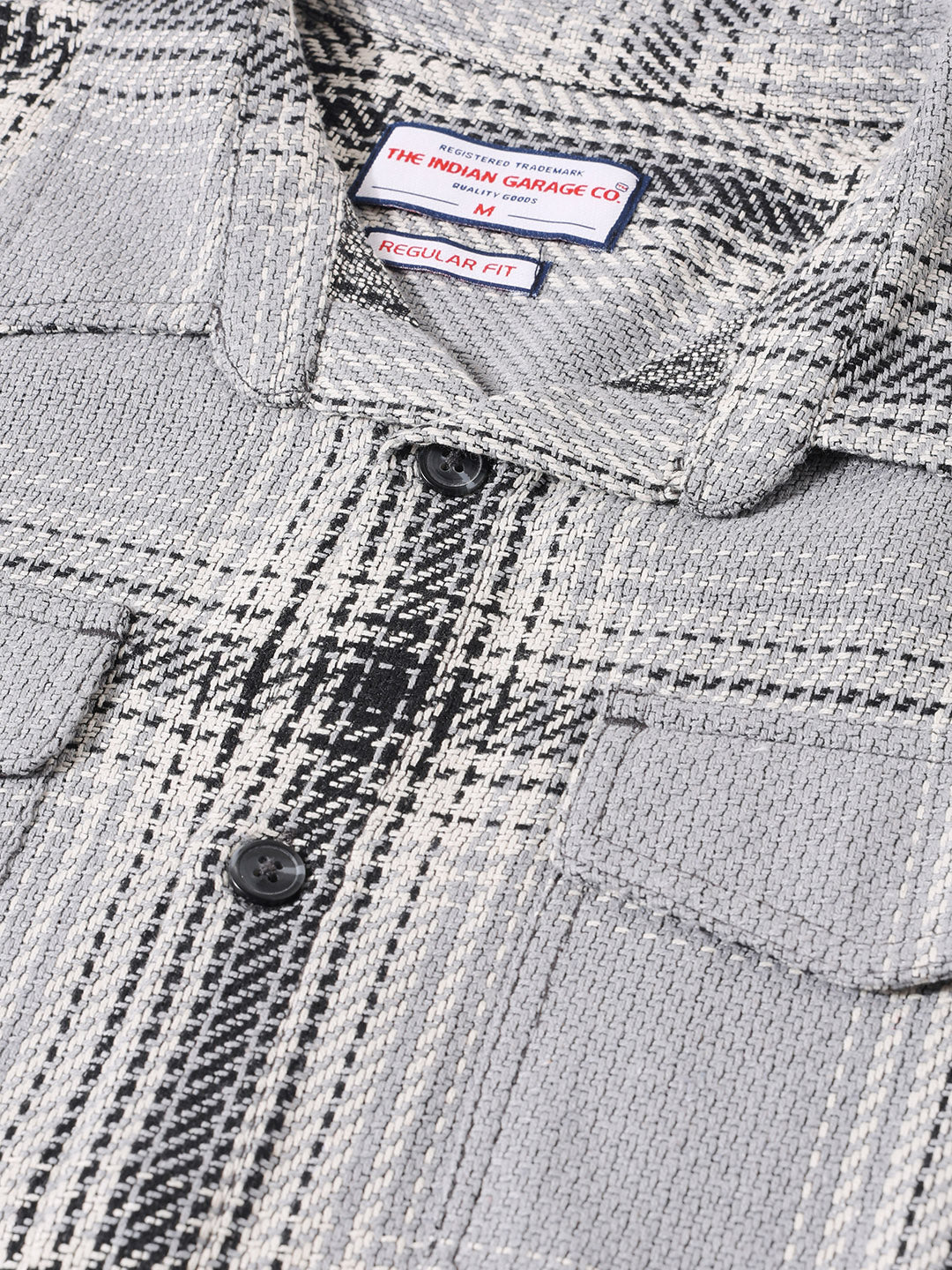 Men's Grey Regular Fit Checked Casual Shirt