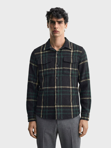 Men's Black Regular Fit Checked Casual Shirt