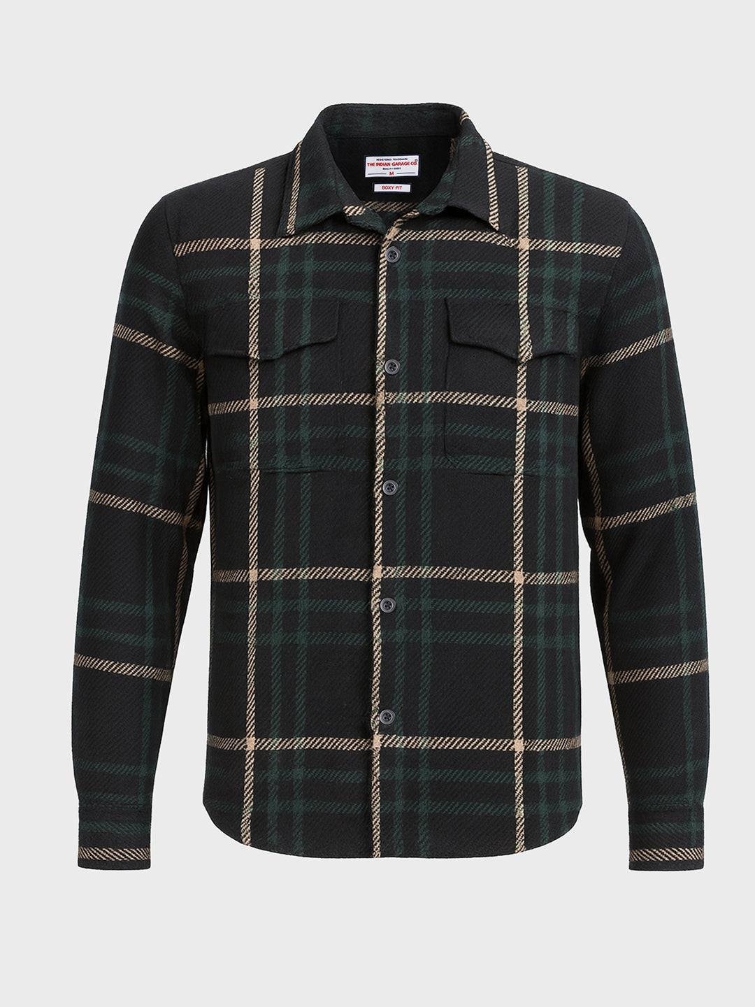 Men's Black Regular Fit Checked Casual Shirt