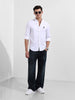 Men's White Slim Fit Casual Solid Shirt