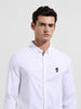 Men's White Slim Fit Casual Solid Shirt