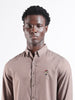 Men's Brown Slim Fit Embroided  Casual Shirt