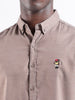 Men's Brown Slim Fit Embroided  Casual Shirt