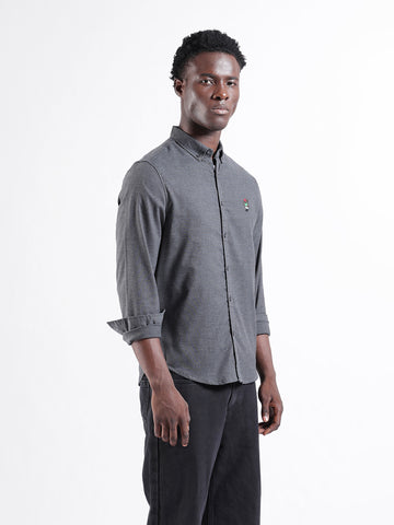 Men's Grey Slim Fit Solid Casual Shirt