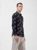 Men's Black Slim Fit Printed Party Wear Shirt
