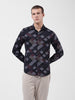 Men's Black Slim Fit Printed Party Wear Shirt