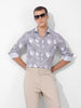 Men's Grey Slim Fit Printed Party Wear Shirt
