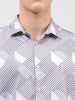 Men's Grey Slim Fit Printed Party Wear Shirt