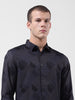 Men's Black Slim Fit Printed Party Wear Shirt