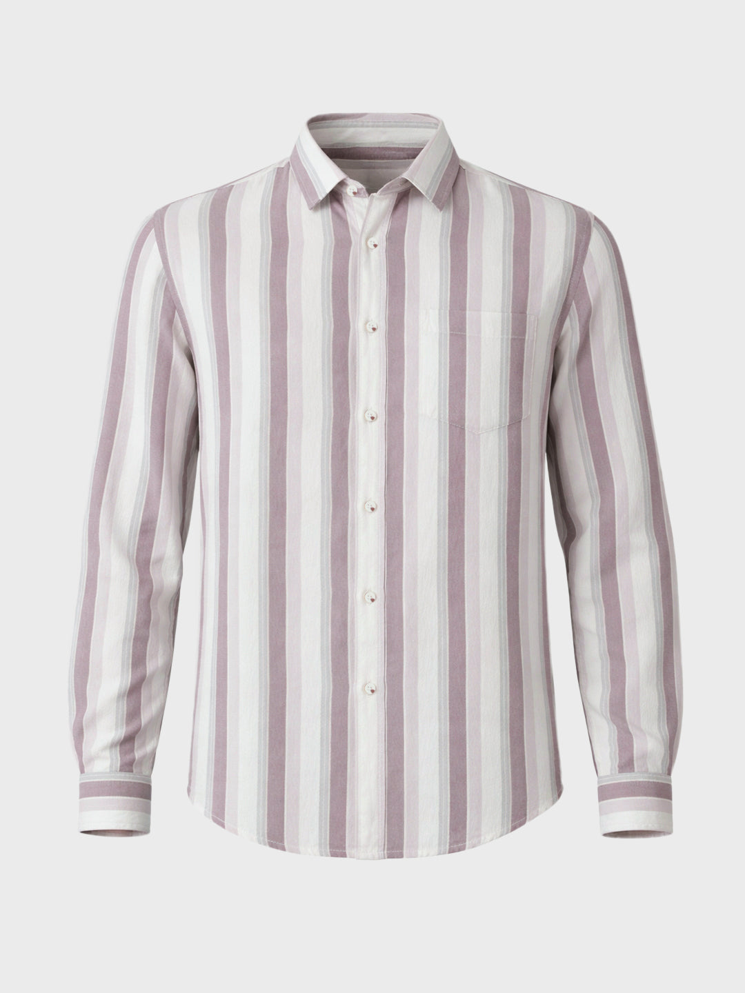 Men's Cream Slim Fit Striped Casual Shirt