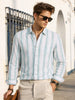 Men's Cream Slim Fit Striped Casual Shirt